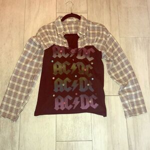Handmade flannel with AC/DC vintage tee